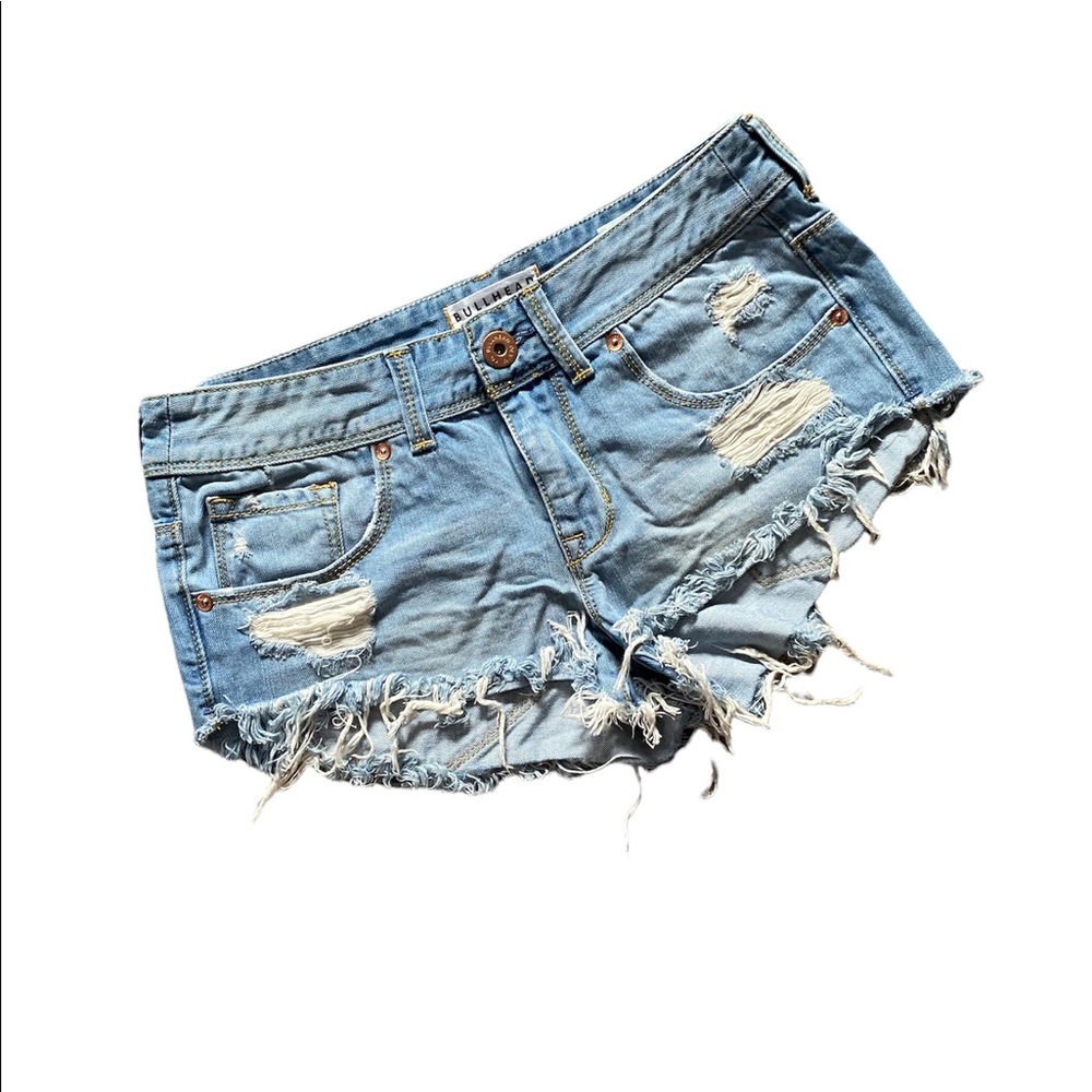 Bullhead PacSun Distressed Extreme Fray Hem Shorts light Wash Size 5